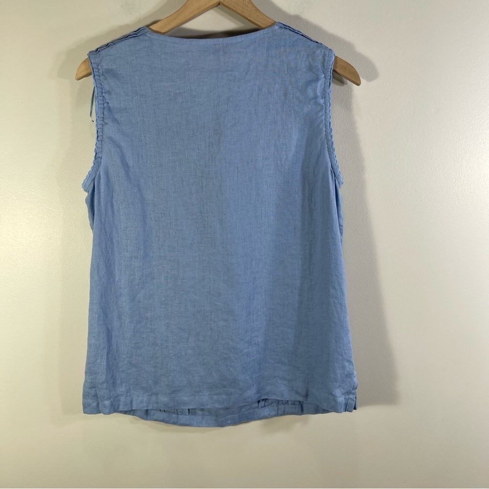 abito Linen Sleeveless Blouse Size L Color Blue - Picture 5 of 10